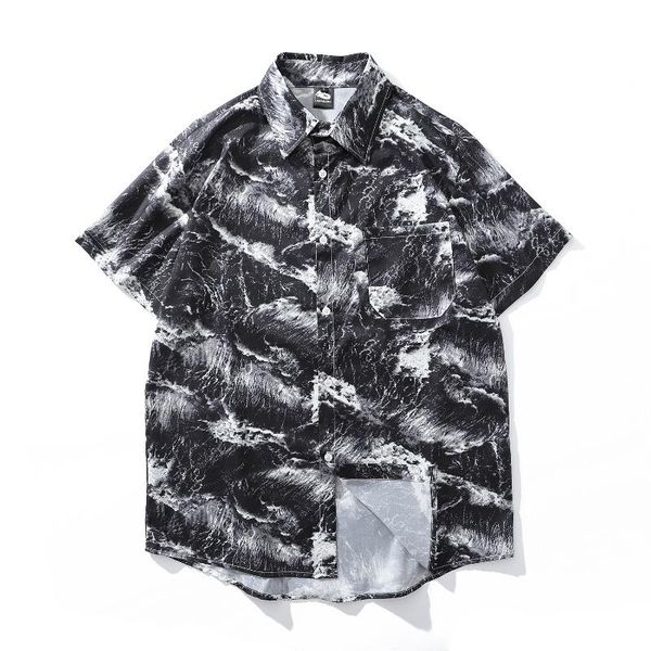 men's casual shirts fashion retro men summer ink gradient korean loose short sleeve streetwear harajuku couple clothing, White;black
men's casual shirts fashion retro men summer ink gradient korean loose short sleeve streetwear harajuku couple clothing, White;black