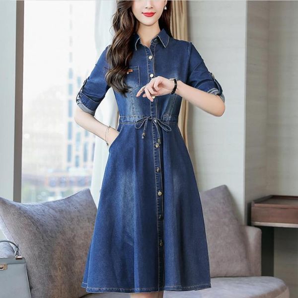 casual dresses denim dress women elegant turn down collar jeans a-line plus size 2xl, Black;gray
casual dresses denim dress women elegant turn down collar jeans a-line plus size 2xl, Black;gray