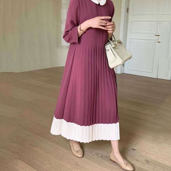 2021korean chic autumn french temperament contrast doll collar long loose 7 / 6 sleeve pleated dress for women, Black;gray
2021korean chic autumn french temperament contrast doll collar long loose 7 / 6 sleeve pleated dress for women, Black;gray
