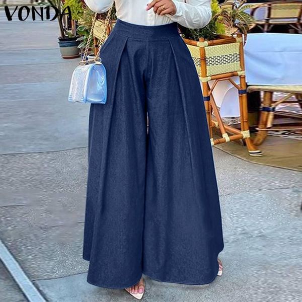 women's pants & capris vonda 3 colors denim women palazzo casual solid pleated long trousers high waist wide leg pantalones femme, Black;white
women's pants & capris vonda 3 colors denim women palazzo casual solid pleated long trousers high waist wide leg pantalones femme, Black;white