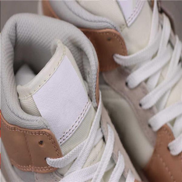 sports high mid 1 leather basketball sneakers khaki stitching jumpman women genuine 1s running version with shoes milan mens boxzbja rrqen, Black