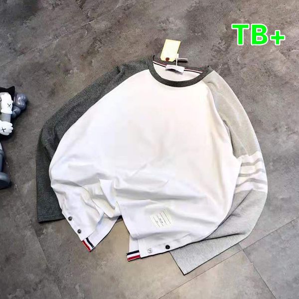 fashion tb + spring summer left right color contrast raglan yarn dyed four bar crew neck with men's and women's same fork, White
fashion tb + spring summer left right color contrast raglan yarn dyed four bar crew neck with men's and women's same fork, White