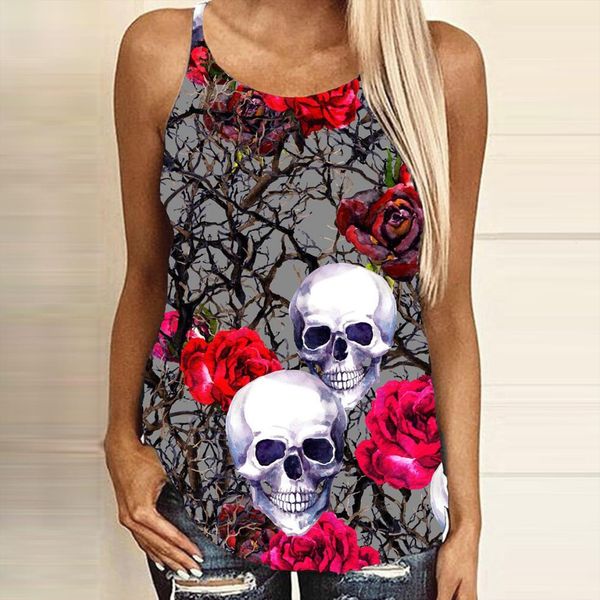 summer gothic skull and womens camis rose printed y2k cross strap hollow out backless halter poleras mujer, White
summer gothic skull and womens camis rose printed y2k cross strap hollow out backless halter poleras mujer, White