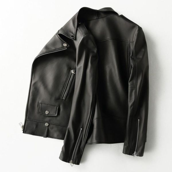 men's leather & faux genuine jacket men short 100% sheepskin coat motorcycle man slim chaqueta cuero hombre kfs19m008-m, Black
men's leather & faux genuine jacket men short 100% sheepskin coat motorcycle man slim chaqueta cuero hombre kfs19m008-m, Black