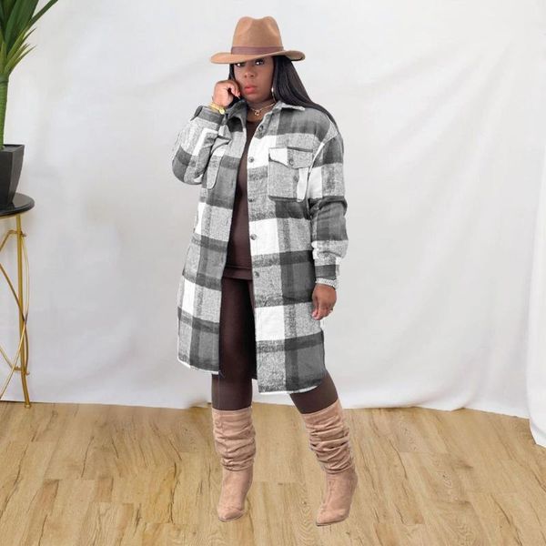 women's wool & blends 2022 autumn plaid jacket women overshirt long checkered woman female sleeve winter coat shirt for, Black
women's wool & blends 2022 autumn plaid jacket women overshirt long checkered woman female sleeve winter coat shirt for, Black