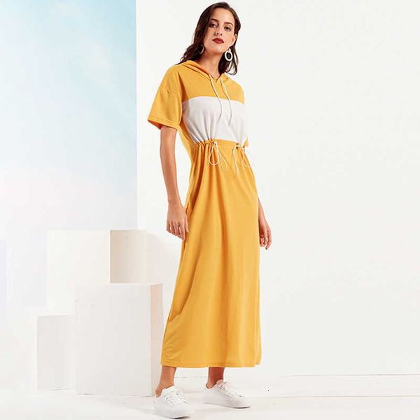 casual dresses summer women's 2021 drawstring waist yellow splicing o-neck short sleeve sports loose maxi hooded es 6myb, Black;gray
casual dresses summer women's 2021 drawstring waist yellow splicing o-neck short sleeve sports loose maxi hooded es 6myb, Black;gray