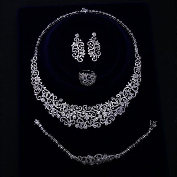 earrings & necklace women bride wedding jewelry sets white color with cubic zircon 4 pcs ( + bracelet earrings+ring), Silver
earrings & necklace women bride wedding jewelry sets white color with cubic zircon 4 pcs ( + bracelet earrings+ring), Silver