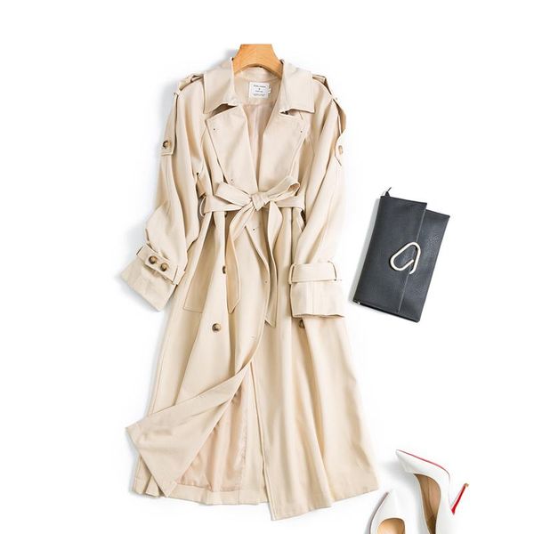 women's wool & blends medium length coat spring and autumn khaki knee windbreaker belt feminine temperament fashionable cool accessorie, Black
women's wool & blends medium length coat spring and autumn khaki knee windbreaker belt feminine temperament fashionable cool accessorie, Black