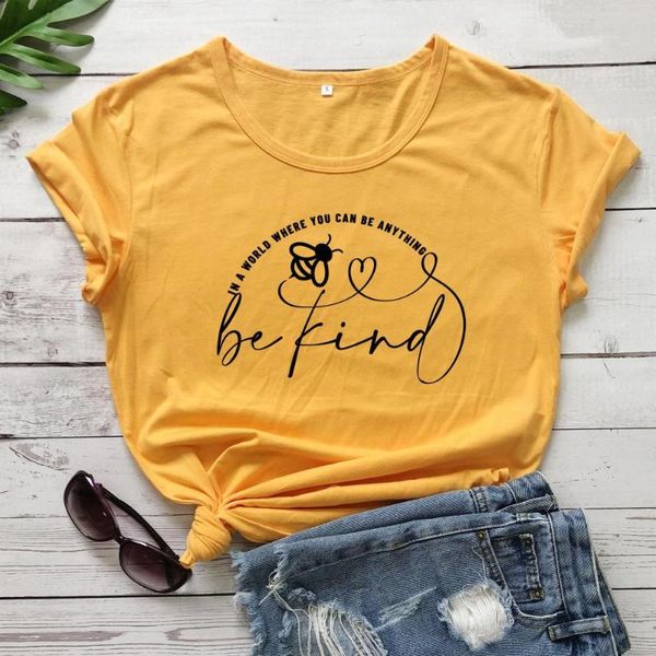 women's t-shirt in a world you can be anything kind bee graphic slogan women fashion pure cotton casual t shirt cute grunge tees, White
women's t-shirt in a world you can be anything kind bee graphic slogan women fashion pure cotton casual t shirt cute grunge tees, White