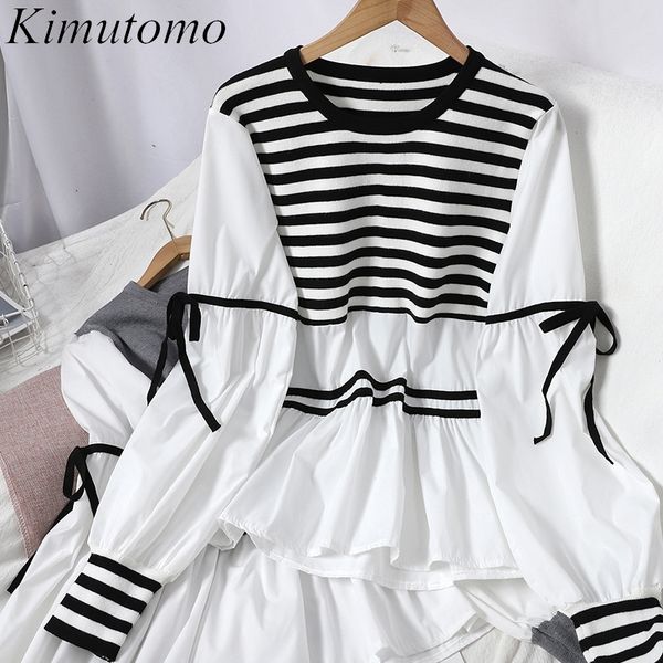 kimutomo casual striped patchwork blouse and shirt women o-neck bow lace-up lantern sleeve ladies chic spring 2021 210308, White
kimutomo casual striped patchwork blouse and shirt women o-neck bow lace-up lantern sleeve ladies chic spring 2021 210308, White