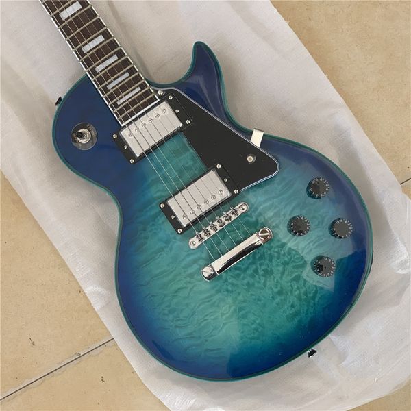

factory custom blue electric guitar with rosewood fretboard,clouds maple veneer,blue binding body and neck,offer customized guitars guitarra