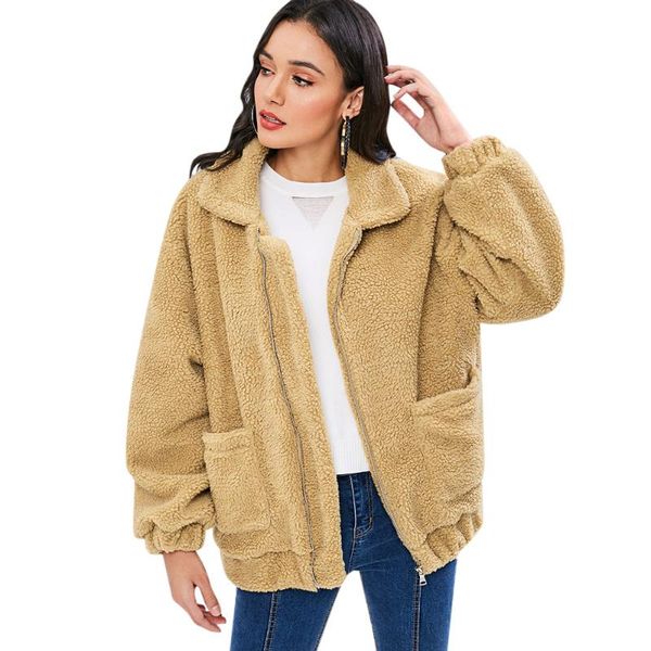 women's jackets wipalo zip up fluffy winter coat fashion women lamb wool loose jacket pocket soft sherpa autumn ladies, Black;brown
women's jackets wipalo zip up fluffy winter coat fashion women lamb wool loose jacket pocket soft sherpa autumn ladies, Black;brown