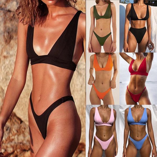 women's swimwear bikini 2021 solid swimsuit women push up set brazilian bathing suit summer beach wear swimming kit, White;black
women's swimwear bikini 2021 solid swimsuit women push up set brazilian bathing suit summer beach wear swimming kit, White;black