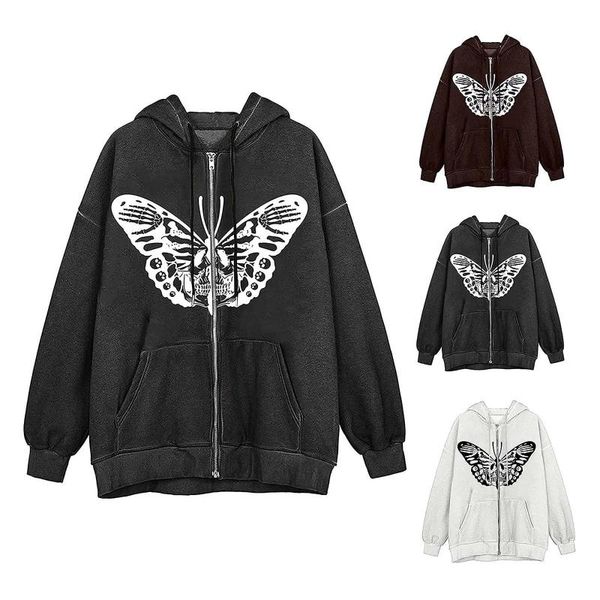 women's hoodies & sweatshirts 2021 gothic hip-hop street trend zipper oversized loose hoodie y2k halloween butterfly print pullover dou, Black
women's hoodies & sweatshirts 2021 gothic hip-hop street trend zipper oversized loose hoodie y2k halloween butterfly print pullover dou, Black