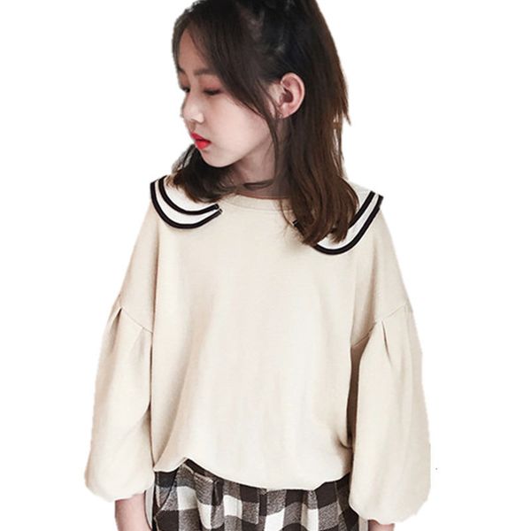 2021 new sweating winter girl spring fall korean style pure cotton sweater children clothes 6 10 12 13y mjrz, Black