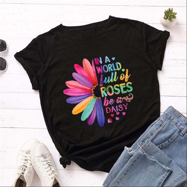 plus size s 5xl colorful dasiy print t shirt women shirts 100%cotton o neck short sleeve tees summer women t shirt female, White 
plus size s 5xl colorful dasiy print t shirt women shirts 100%cotton o neck short sleeve tees summer women t shirt female, White