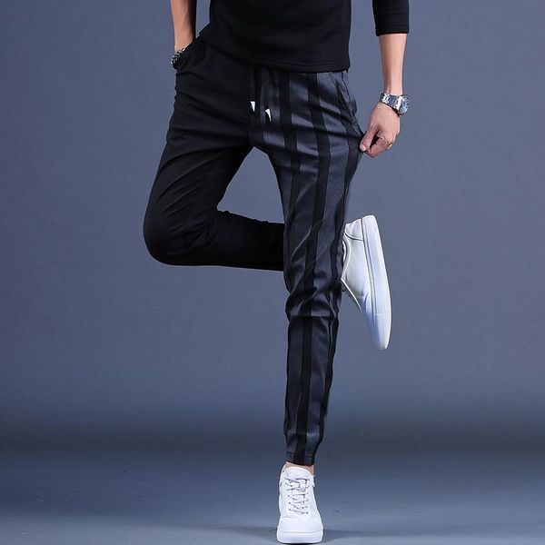 men's pants viankani fashion stripe casual joggers men black slim fit elastic waist drawstring trousers 28-38
men's pants viankani fashion stripe casual joggers men black slim fit elastic waist drawstring trousers 28-38