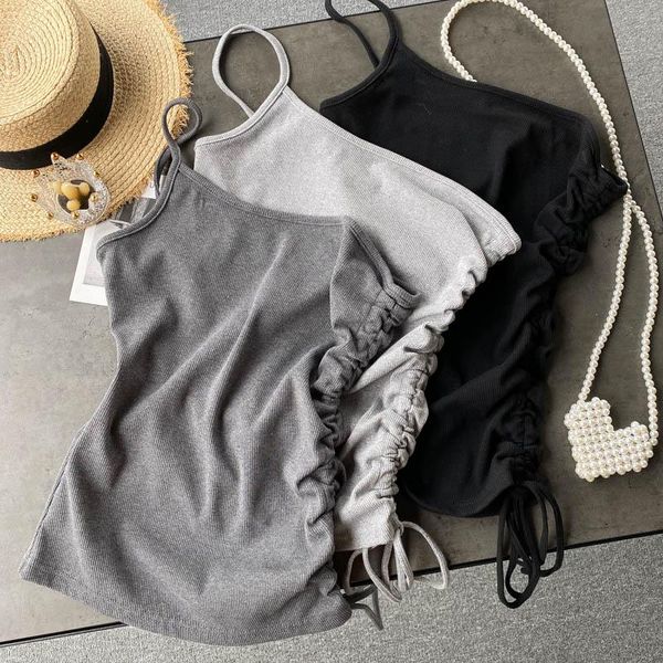 zcsmll korean spring new one shoulder slant collar suspender vest off shoulder side pleated drawstring slim top, White
zcsmll korean spring new one shoulder slant collar suspender vest off shoulder side pleated drawstring slim top, White