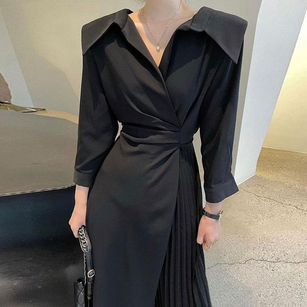 casual dresses nomikuma turn down collar high waist black dress women long sleeve solid color elegant office ladies korean style robe, Black;gray
casual dresses nomikuma turn down collar high waist black dress women long sleeve solid color elegant office ladies korean style robe, Black;gray