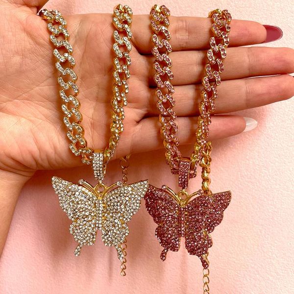 chains fashion bling rhinestone butterfly pendant necklace for women cuban link chain hip hop chunky rapper gift rock jewelry, Silver
chains fashion bling rhinestone butterfly pendant necklace for women cuban link chain hip hop chunky rapper gift rock jewelry, Silver