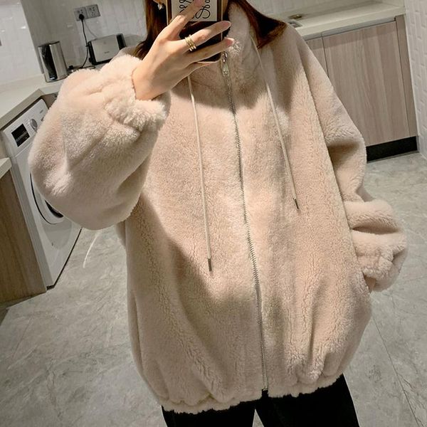 women's fur & faux woman 2021 winter genuine sheepskin coats stand collar casual wool outwear female thick warm sheep shearing jacket x, Black
women's fur & faux woman 2021 winter genuine sheepskin coats stand collar casual wool outwear female thick warm sheep shearing jacket x, Black
