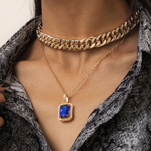 jewelry fashion simple alloy pendant female hip hop geometric thick chain diamond necklace, Silver
jewelry fashion simple alloy pendant female hip hop geometric thick chain diamond necklace, Silver