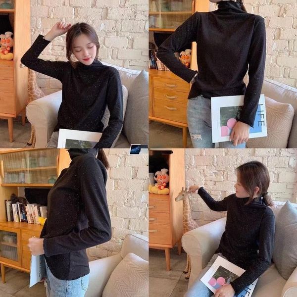 women's sweaters 2021 autumn/winter black ear edge bottom shirt half high collar long sleeves slim body warm women, White;black
women's sweaters 2021 autumn/winter black ear edge bottom shirt half high collar long sleeves slim body warm women, White;black