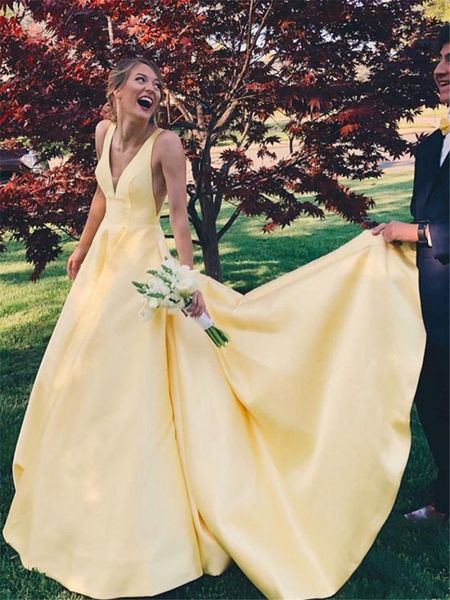 party dresses deep v neck long stain a-line evening open back women formal prom dress with pockets robe demoiselle d'honneur, White;black
party dresses deep v neck long stain a-line evening open back women formal prom dress with pockets robe demoiselle d'honneur, White;black