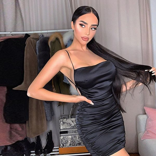 fashion spaghetti strap dress date party club ruched backless mini dresses bodycon 2021 spring sleeveless, Black;gray
fashion spaghetti strap dress date party club ruched backless mini dresses bodycon 2021 spring sleeveless, Black;gray