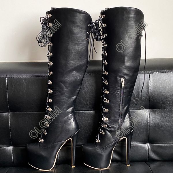 olomm handmade women winter platform knee boots lace up stiletto heels round toe black club shoes plus us size 5-20
olomm handmade women winter platform knee boots lace up stiletto heels round toe black club shoes plus us size 5-20