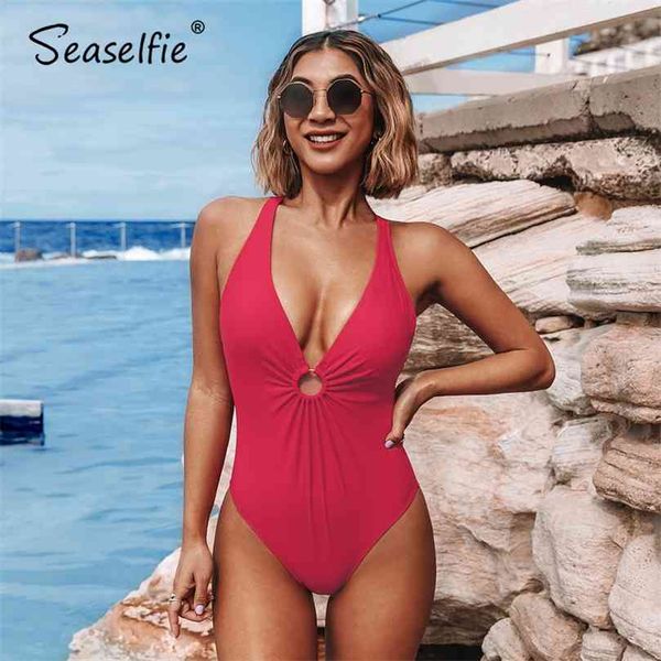 seaselfie deep v-neck swimsuit women o-ring solid red criss cross back swimwear bathing suit beachwear 210712, White;black
seaselfie deep v-neck swimsuit women o-ring solid red criss cross back swimwear bathing suit beachwear 210712, White;black