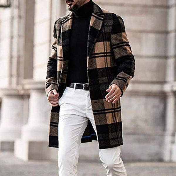 men's wool & blends 2021 autumn winter europe america woolen plaid coat fashion long sleeve lapel business temperament casual, Black
men's wool & blends 2021 autumn winter europe america woolen plaid coat fashion long sleeve lapel business temperament casual, Black