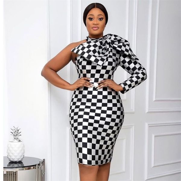 one shoulder party dress plaid bodycon tight big bow long sleeve plus size slim fit stunning dres fashion 210719, White;black
one shoulder party dress plaid bodycon tight big bow long sleeve plus size slim fit stunning dres fashion 210719, White;black