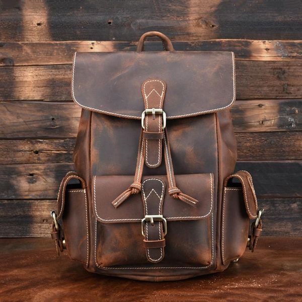 backpack vintage crazy horse leather shoulder bag handmade genuine men's cowhide laptop
backpack vintage crazy horse leather shoulder bag handmade genuine men's cowhide laptop