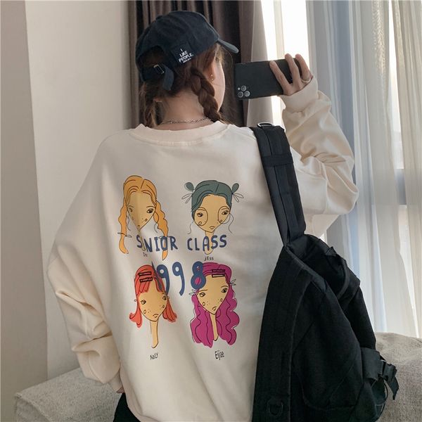 2021 new round neck women cute cartoon print drop shoulder sleeves autumn winter simple fashion sweatshirt rsrb, Black
2021 new round neck women cute cartoon print drop shoulder sleeves autumn winter simple fashion sweatshirt rsrb, Black