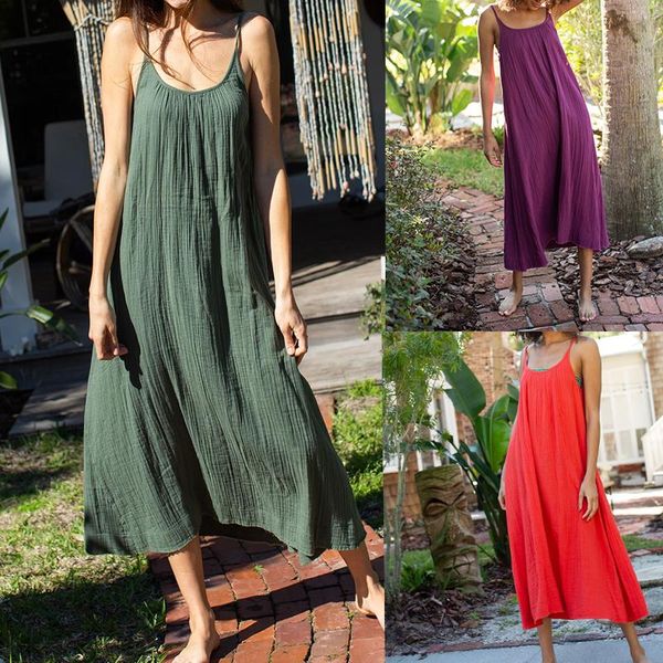 casual dresses cotton linen maxi for women spaghetti strap solid summer vestido long plain plus size loose vintage sundress, Black;gray
casual dresses cotton linen maxi for women spaghetti strap solid summer vestido long plain plus size loose vintage sundress, Black;gray