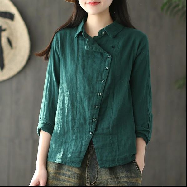 cotton shirts vintage blouses women solid color cloths 2020 spring turn down collar long sleeve button casual shirts, White
cotton shirts vintage blouses women solid color cloths 2020 spring turn down collar long sleeve button casual shirts, White