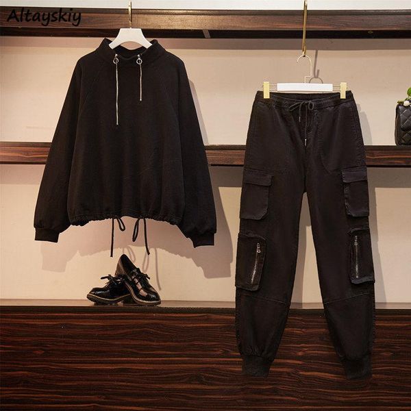 women sets solid plus size 4xl oversize double zipper female cargo pants stylish drawstring simple all-match korean style, White
women sets solid plus size 4xl oversize double zipper female cargo pants stylish drawstring simple all-match korean style, White