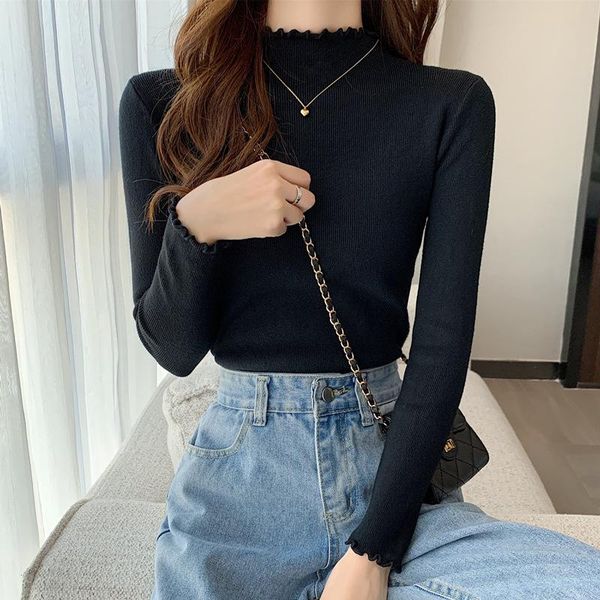 women's sweaters pull femme jersey mujer sweater women autumn elegant ladies pullover long-sleeved bottoming knit lotus leaf collar, White;black
women's sweaters pull femme jersey mujer sweater women autumn elegant ladies pullover long-sleeved bottoming knit lotus leaf collar, White;black