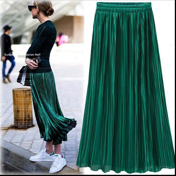 silver gold pleated skirt womens vintage high waist skirt 2021 summer long skirts new fashion metallic skirt female, Black
silver gold pleated skirt womens vintage high waist skirt 2021 summer long skirts new fashion metallic skirt female, Black