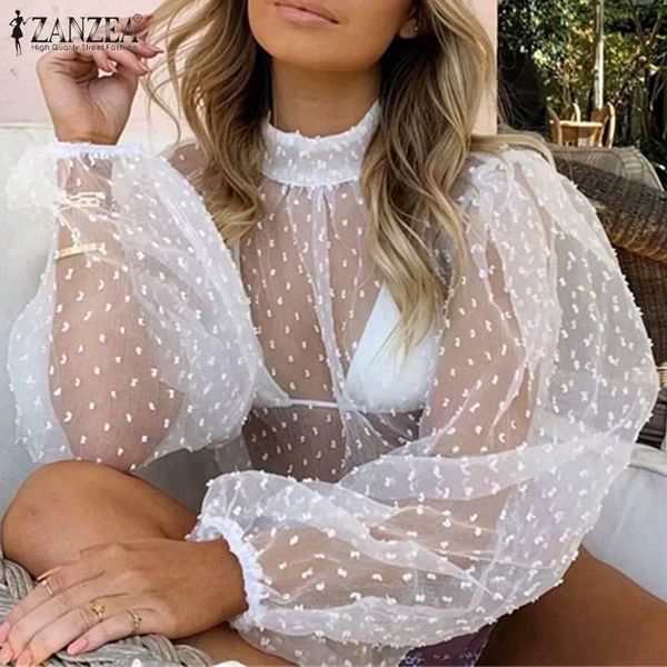 women's blouses & shirts summer see-through women mesh sheer blouse zanzea casual club party blusas chemise long puff sleeve polka, White
women's blouses & shirts summer see-through women mesh sheer blouse zanzea casual club party blusas chemise long puff sleeve polka, White