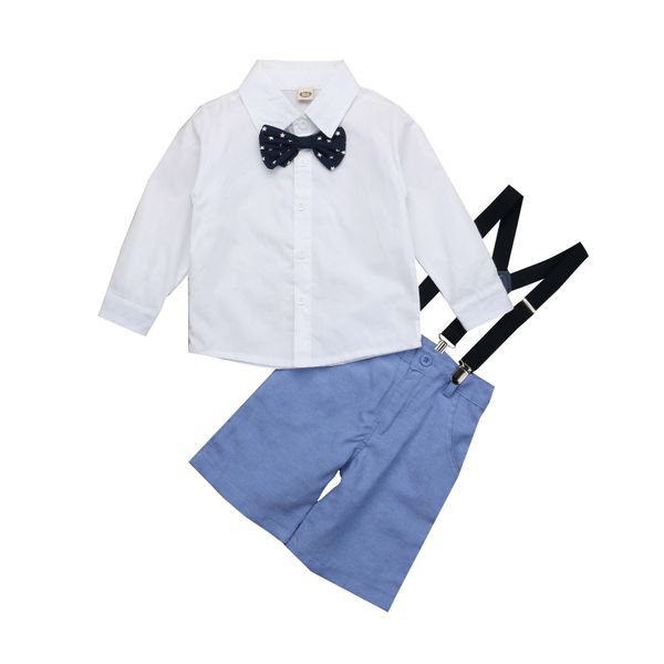 gentleman fashion infant baby boys clothes sets bow white long sleeve single breasted shirts+blue overalls pants
gentleman fashion infant baby boys clothes sets bow white long sleeve single breasted shirts+blue overalls pants