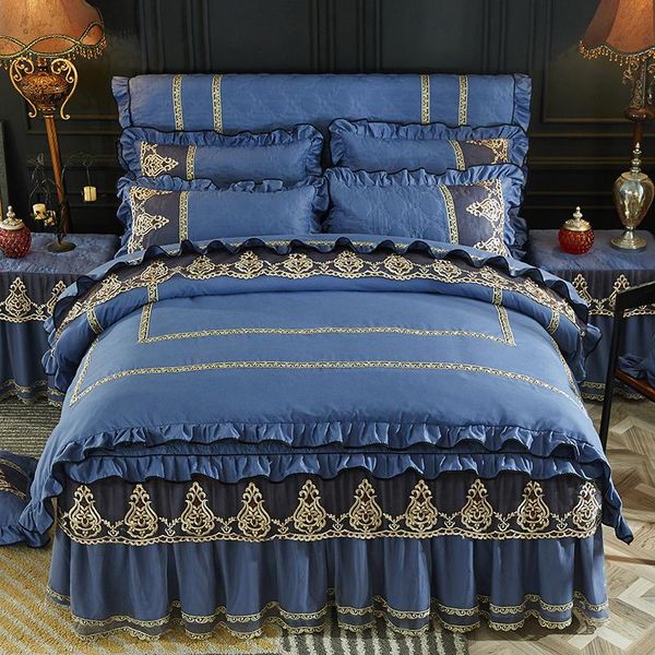 bedding sets princess set luxury quilted cotton thick warm bed blue lace duvet cover skirt sheet pillowcases size king
bedding sets princess set luxury quilted cotton thick warm bed blue lace duvet cover skirt sheet pillowcases size king