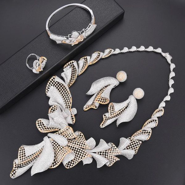 earrings & necklace luxury african wedding fashion jewelry set cubic zirconia dubai bangle ring for women, Silver
earrings & necklace luxury african wedding fashion jewelry set cubic zirconia dubai bangle ring for women, Silver