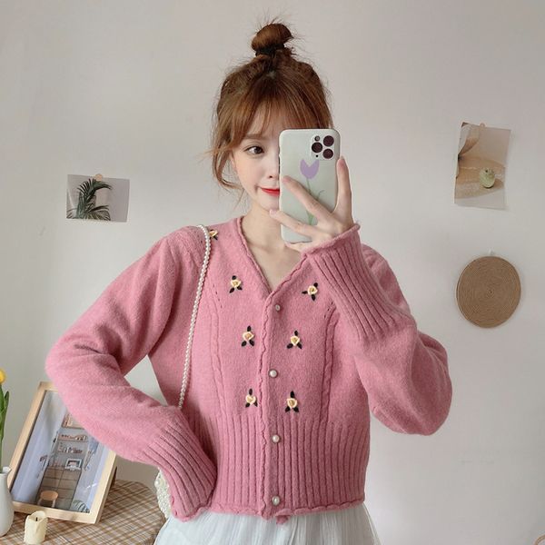2021 korean cardigan women v neck single breasted crop sweater spring autumn ladies floral embroidery white short knitted tblq, White;black
2021 korean cardigan women v neck single breasted crop sweater spring autumn ladies floral embroidery white short knitted tblq, White;black