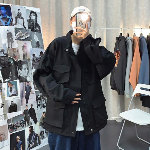 men's jackets japanese work jacket fashion hong kong style spring and autumn multi pocket stand collar functional coat super clothes, Black;brown
men's jackets japanese work jacket fashion hong kong style spring and autumn multi pocket stand collar functional coat super clothes, Black;brown