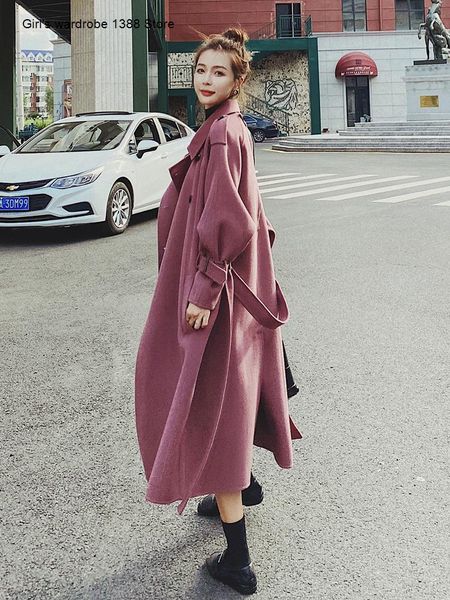 women's wool & blends purple woolen coat winter mid long 2021 hepburn style over the knee, loose and thick overcoat, Black
women's wool & blends purple woolen coat winter mid long 2021 hepburn style over the knee, loose and thick overcoat, Black
