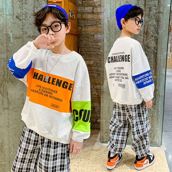 matching color boys' plaid spring pants suit, White
matching color boys' plaid spring pants suit, White