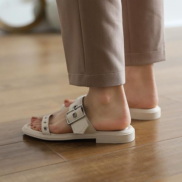new fashion genuine leather women shoes casual metal belt buckle women sandals flat with handmade slippers size 34-40, Black
new fashion genuine leather women shoes casual metal belt buckle women sandals flat with handmade slippers size 34-40, Black