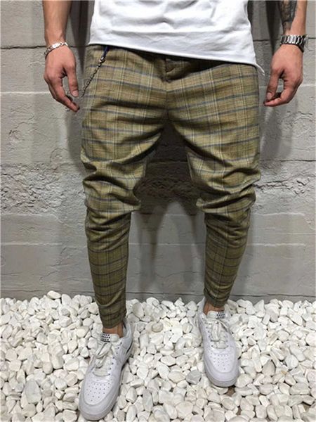 men's pants hiphop designer casual plaid mid waist pencil long trousers homme pantalon mens clo uo5p, Black
men's pants hiphop designer casual plaid mid waist pencil long trousers homme pantalon mens clo uo5p, Black